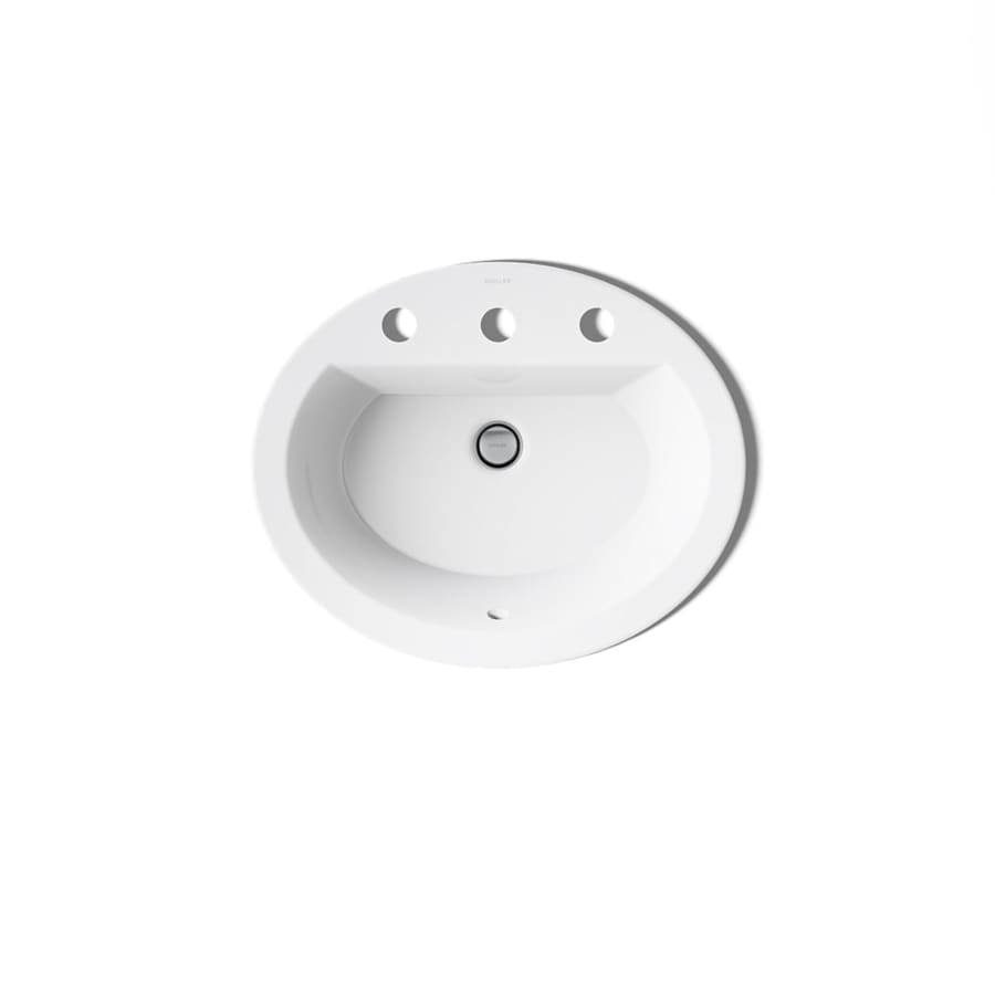 Bryant 20-1/8" Oval Vitreous China Drop In Bathroom Sink with Overflow and 3 Faucets Holes at 8" Centers
