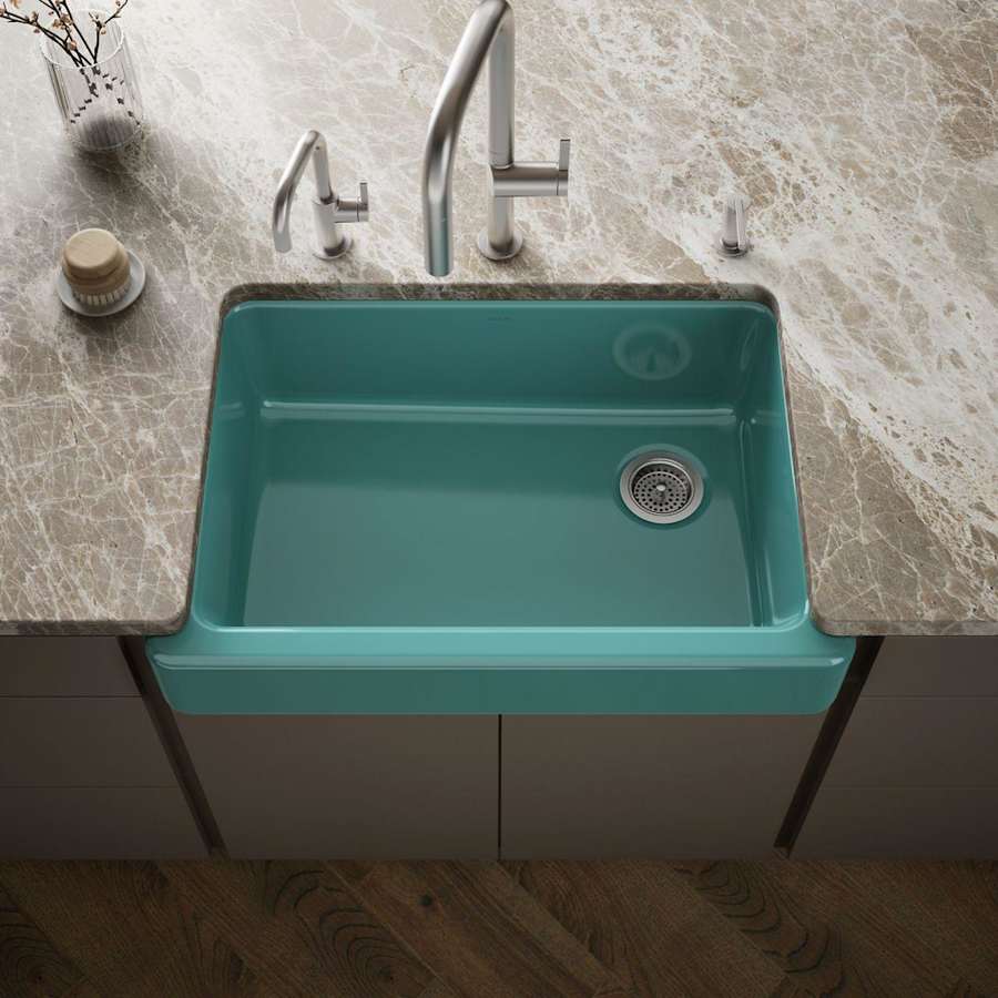 Whitehaven 32-1/2" Self-Trimming Farmhouse Single Basin Enameled Cast Iron Kitchen Sink
