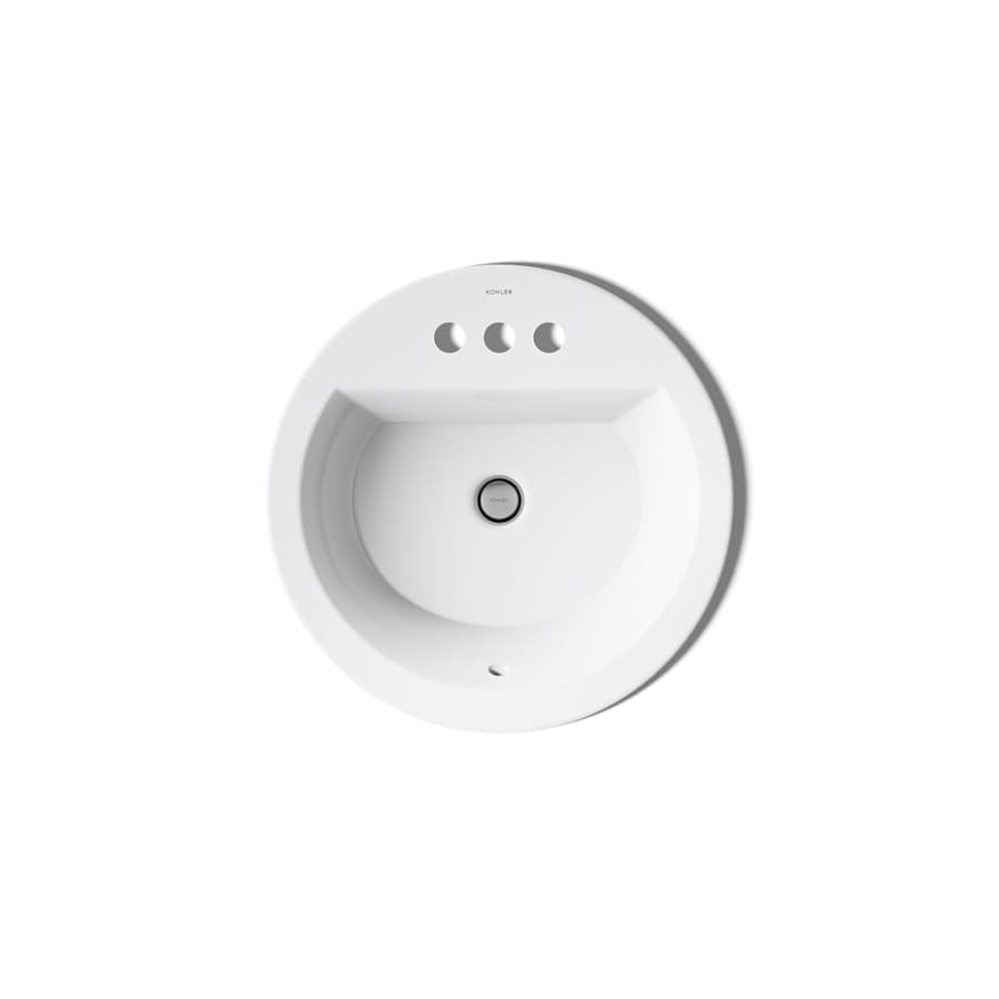 Bryant 18-7/8" Circular Vitreous China Drop In Bathroom Sink with Overflow and 3 Faucet Holes at 4" Centers
