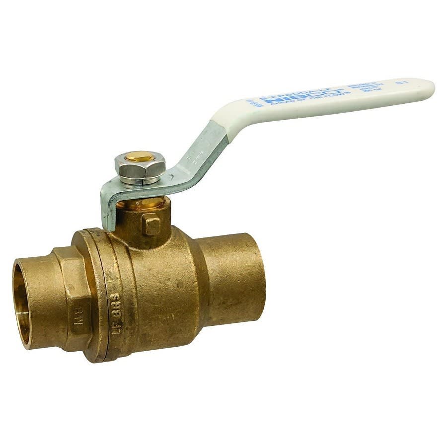 2-Piece Ball Valve, 3 in, C, Full Port, Plated Brass Ball, Brass