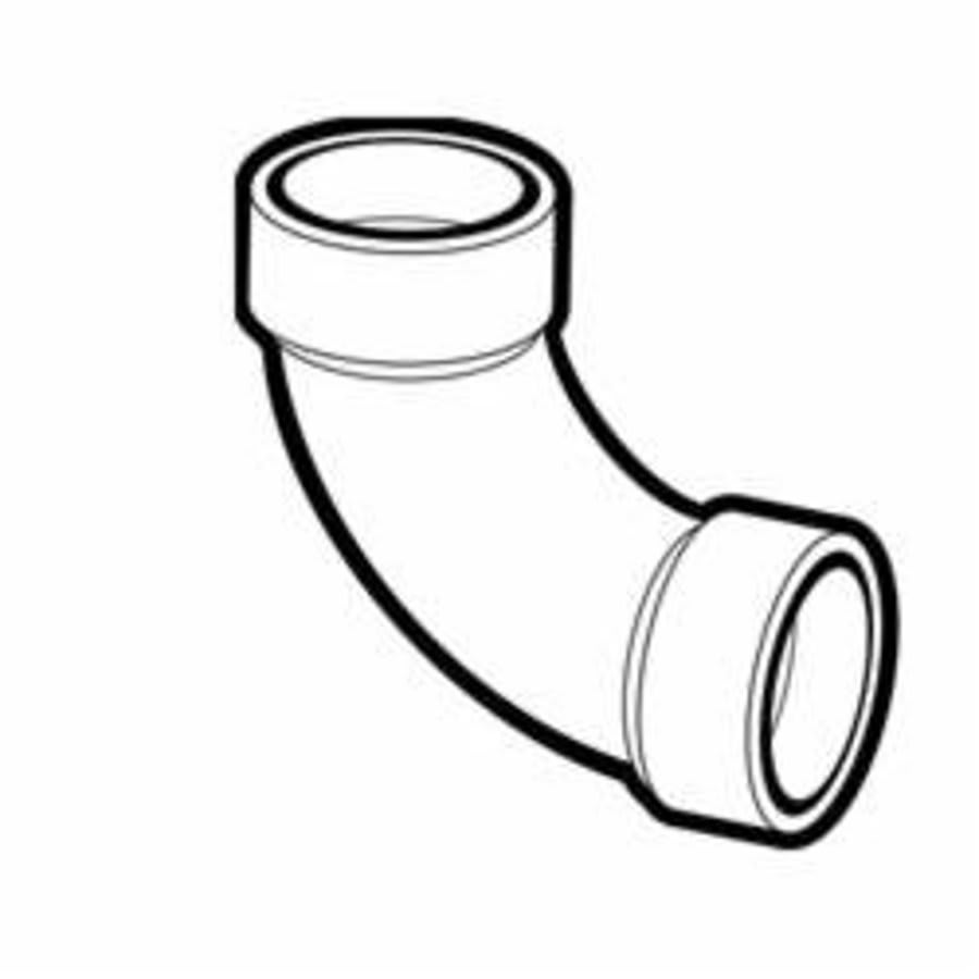 DWV Long Turn 90 deg Elbow, 2 in, Hub, ABS