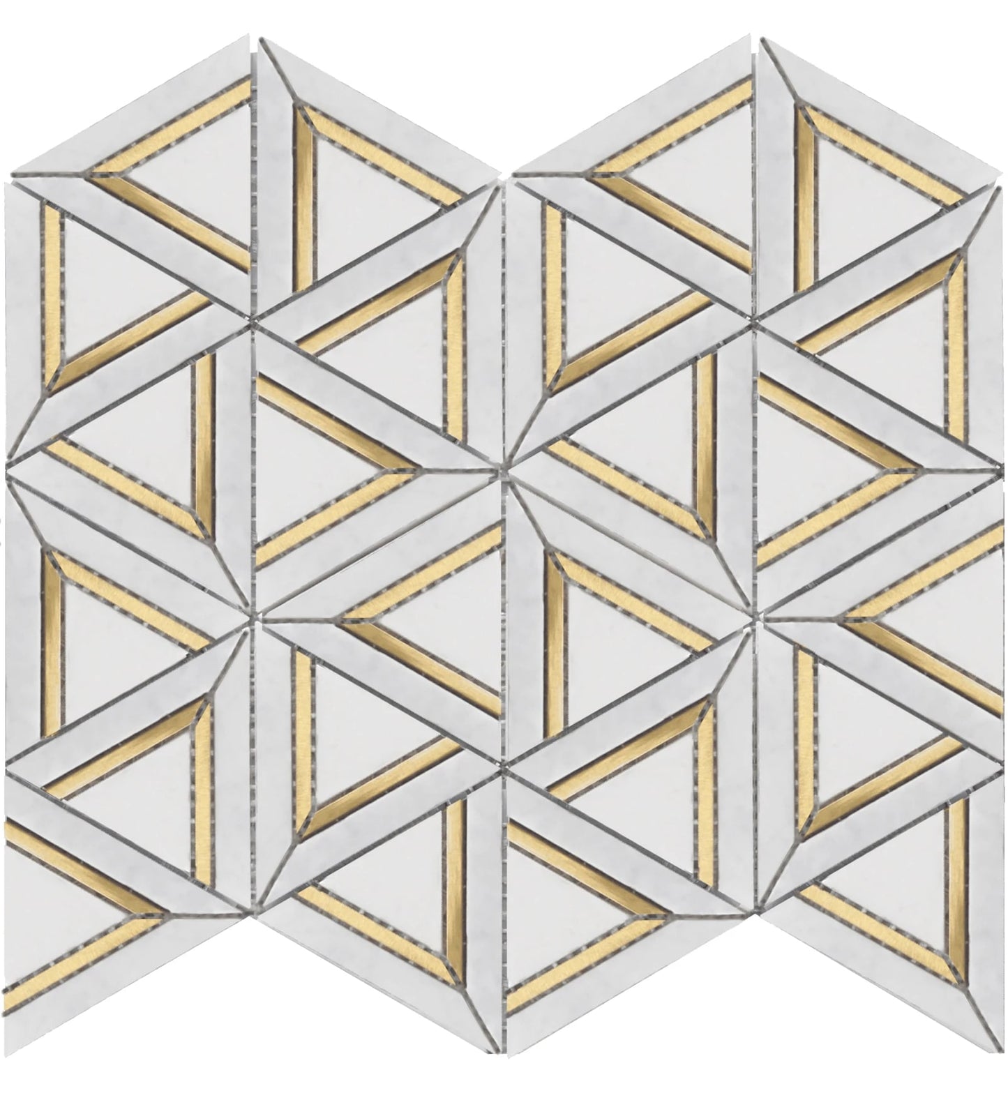 CARRARA WHITE METAL GEO 12x14 MOSAIC