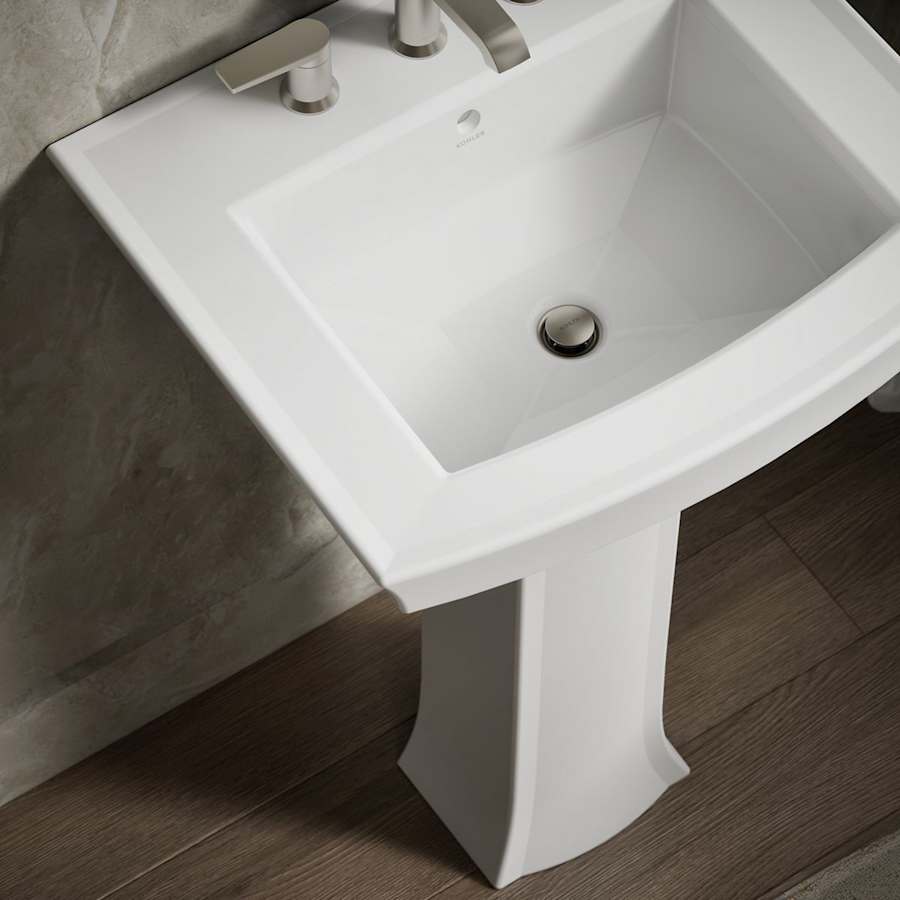 Archer 24" Pedestal Bathroom Sink with 3 Holes Drilled and Overflow