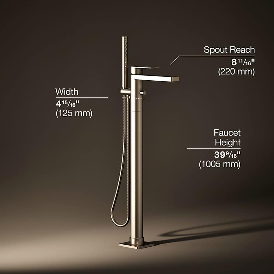 Parallel Floor Mounted Tub Filler - Includes Hand Shower