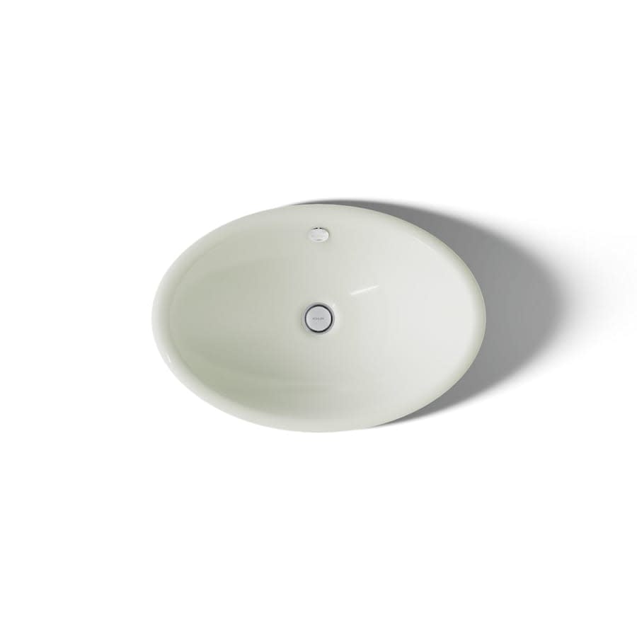Iron Plains 20-3/4"L Cast Iron Drop-In Semi-Vessel Sink with Overflow and Black Painted Underside
