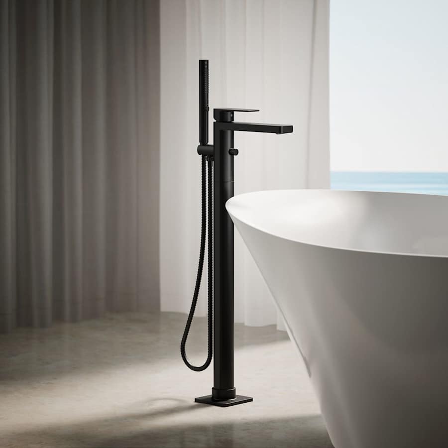 Parallel Floor Mounted Tub Filler - Includes Hand Shower