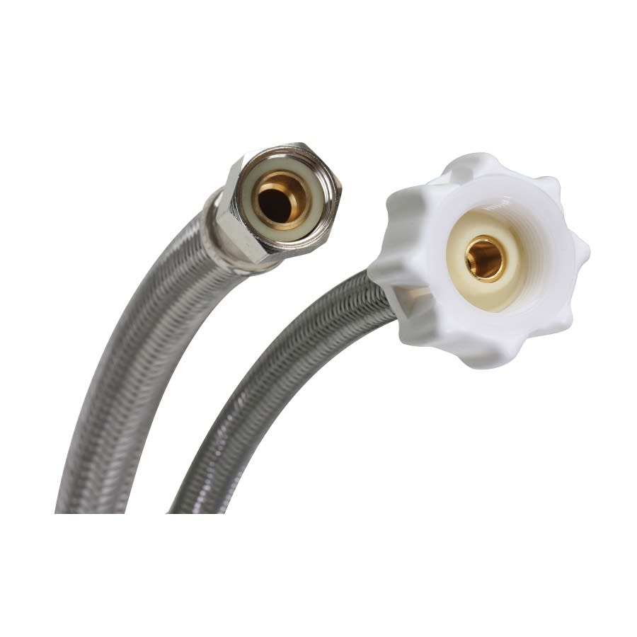 Flexible Water Supply, 3/8 x 7/8 in, Comp x Ballcock, 12 in L, Stainless Steel