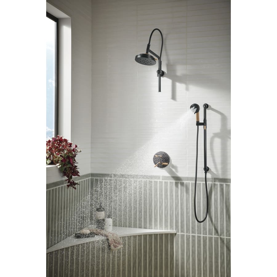 Litze Thermostatic Valve Trim with Integrated Volume Control and 6 Function Diverter for Three Shower Applications - Less Rough-In