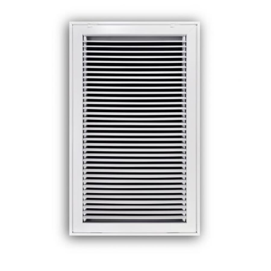 Fixed Bar Type Return Filter Grille, 14 x 25 in, 30 deg Pitch, 1 in Filter, Steel, White