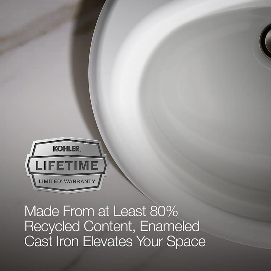 Farmington 19-1/4" Oval Cast Iron Drop In Bathroom Sink with Overflow and Single Faucet Hole