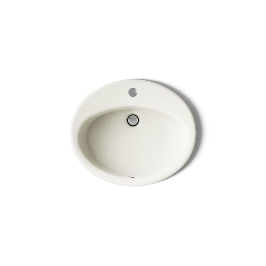 Farmington 19-1/4" Oval Cast Iron Drop In Bathroom Sink with Overflow and Single Faucet Hole
