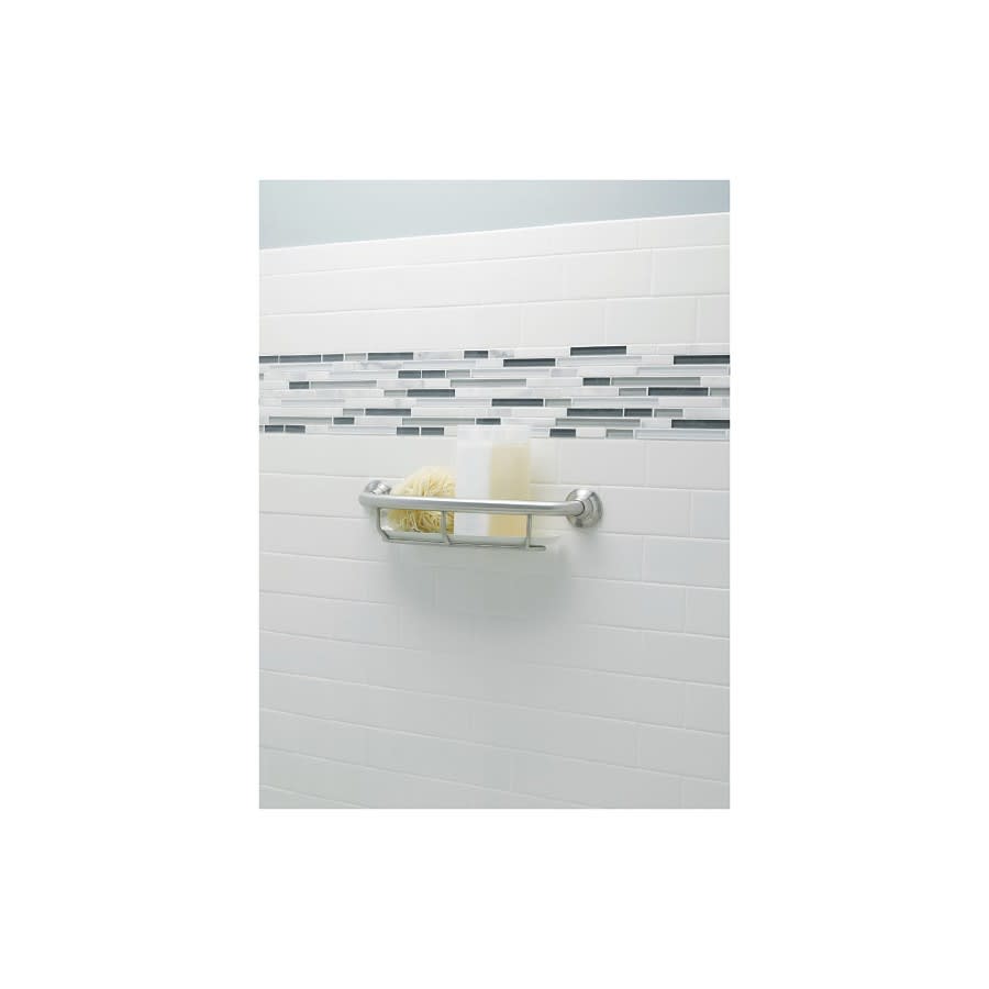 Home Care® Grab Bar with Shelf, 16 in L, Brushed Nickel