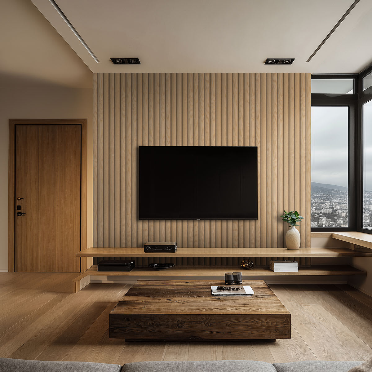 ACOUSTIC WOOD SLAT PANEL NATURAL REEDED