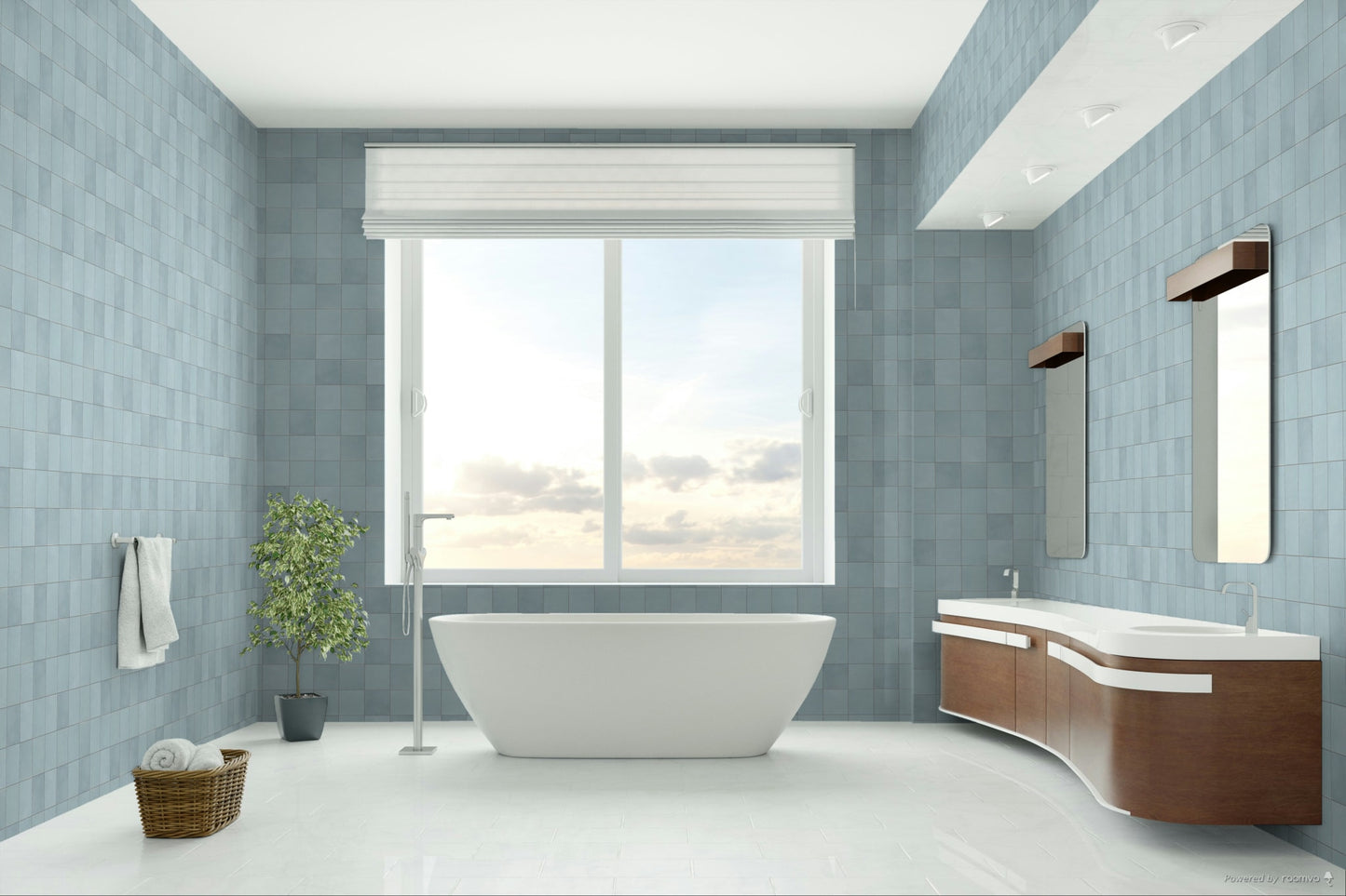 Cloé 5X5 Glossy Ceramic Tile in Baby Blue