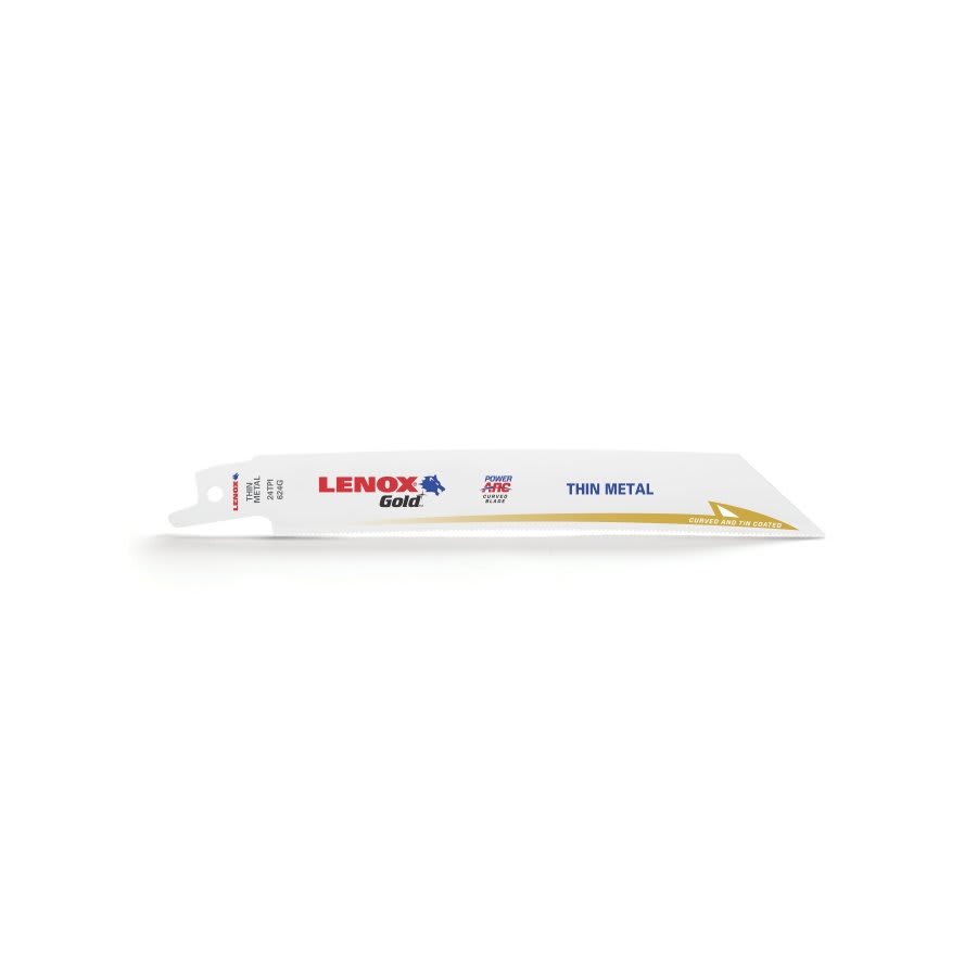 Gold® Power Arc® Bi-Metal Reciprocating Saw Blade, 6 in L, 24 tpi, 0.035 in THK, 5-Pack