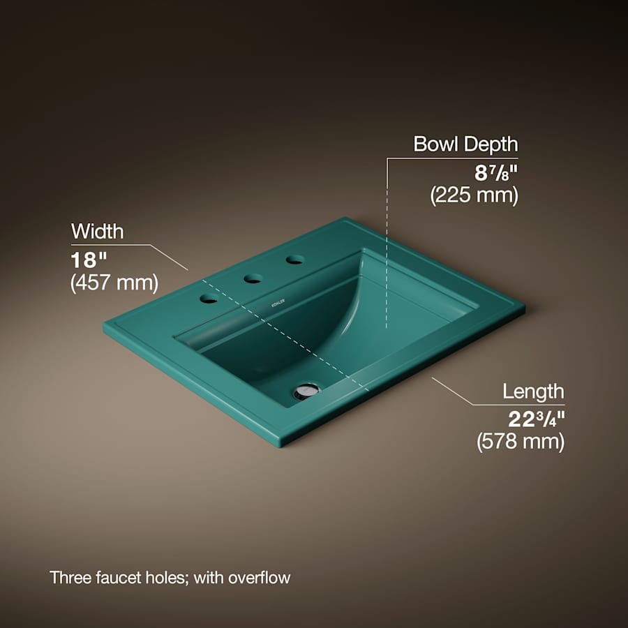 Memoirs Stately 17" Drop In Bathroom Sink with 3 Holes Drilled and Overflow