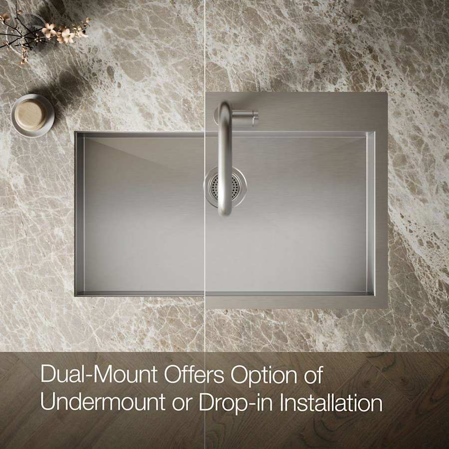 Vault 33" Single Basin Top-Mount/Under-Mount 18-Gauge Stainless Steel Kitchen Sink with SilentShield