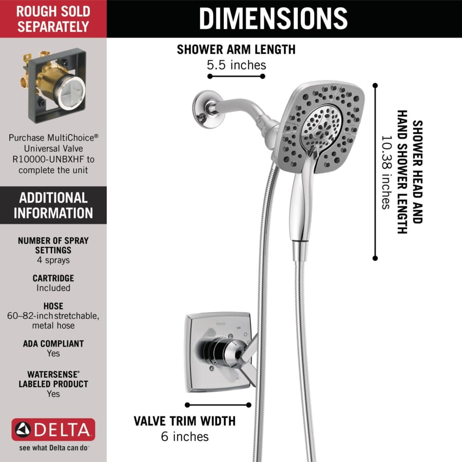 Ashlyn Monitor 17 Series Dual Function Pressure Balanced Shower Only with In2ition and Integrated Volume Control - Less Rough-In Valve