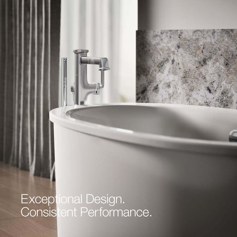 Riff Floor Mounted Tub Filler with Built-In Diverter - Includes Hand Shower