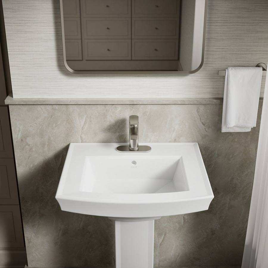 Archer 24" Pedestal Bathroom Sink with 3 Holes Drilled and Overflow