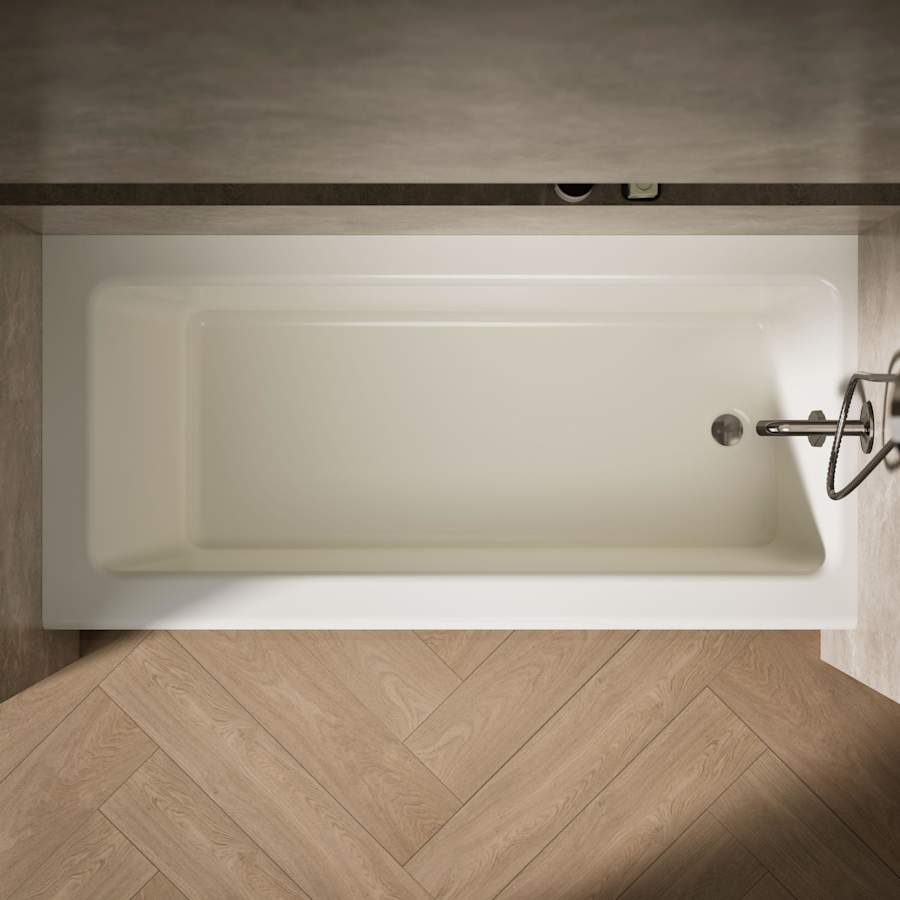 Bellwether Bath Tub 66" L x 32" W Cast Iron Soaking for Three Wall Alcove Installations with Integral Apron and Right Drain