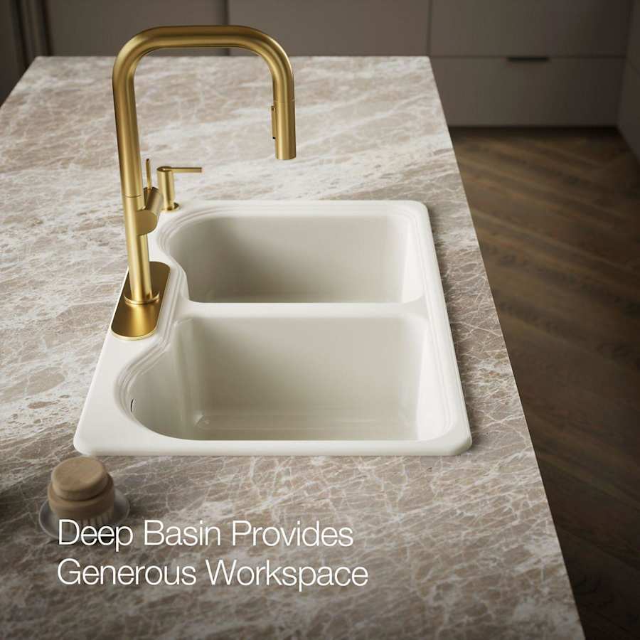 Hartland 33" Double Basin Top-Mount Enameled Cast-Iron Kitchen Sink