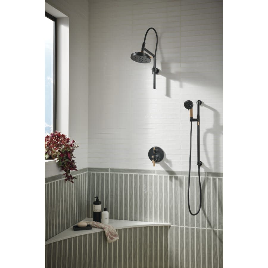 Litze Thermostatic Valve Trim with Integrated Volume Control and 6 Function Diverter for Three Shower Applications - Less Rough-In