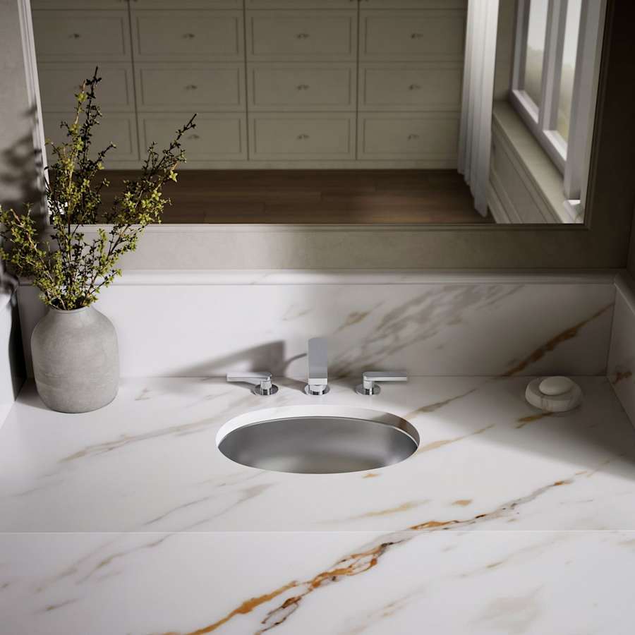 Bolero 15" Stainless Steel Drop In or Undermount Bathroom Sink