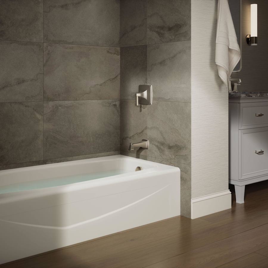 Villager Collection 60" Cast Iron Soaking Bathtub for Three Wall Alcove Installations with Right Hand Drain
