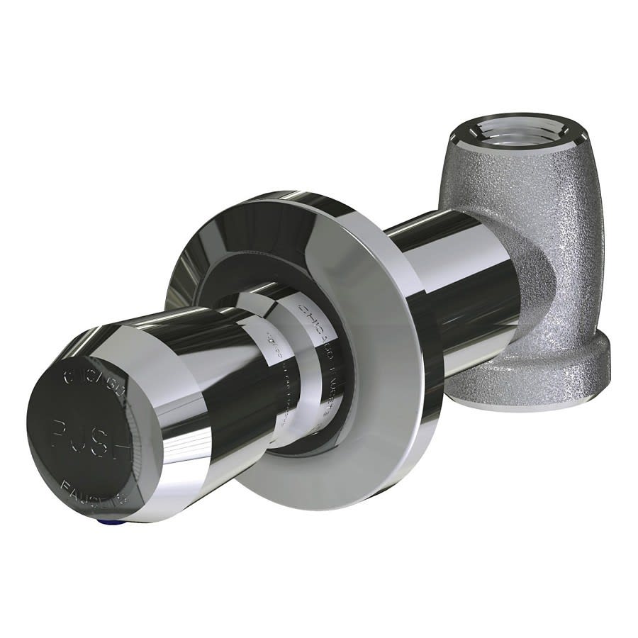 Concealed Straight Valve, 1/2 in, FNPT, MVP Metering Push Handle Actuator, Polished Chrome