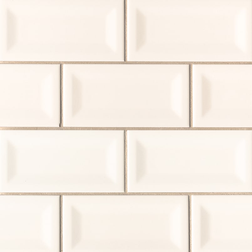 Almond Glossy Inverted Beveled Tile