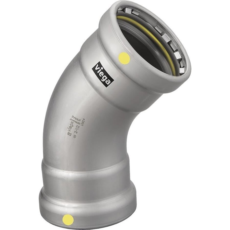 Gas 45 deg Elbow, 2-1/2 in, Press, Carbon Steel