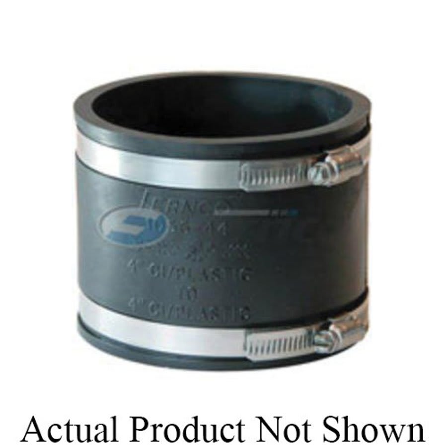 Transition Coupling, 4 in, Cast Iron/Plastic x Cast Iron/Plastic, Flexible PVC