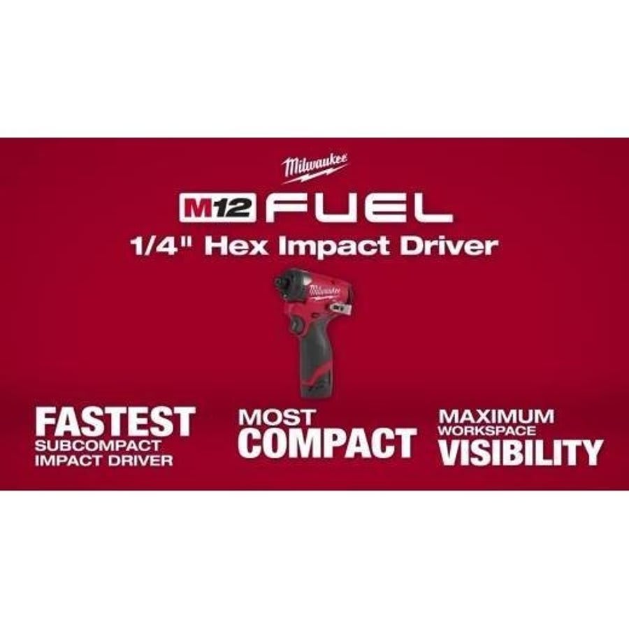 M12 FUEL™ Brushless Compact Impact Driver, 1/4 in, Drive Hex Drive, 0 to 4000 ipm, 12 V