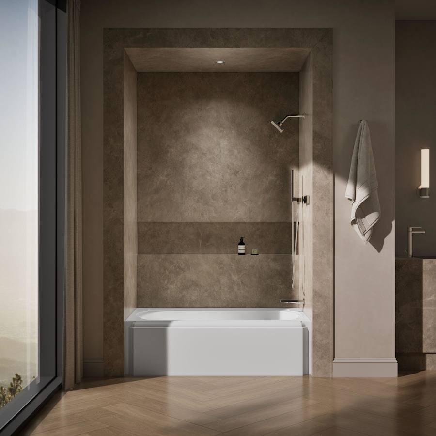 Memoirs Collection 60" Three Wall Alcove Cast Iron Three Wall Alcove Soaking Bath Tub with Right Hand Drain
