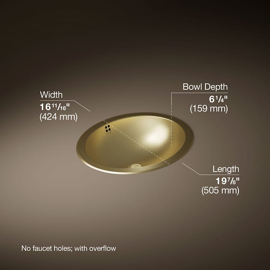 Bachata 16-11/16" Oval Stainless Steel Undermount Bathroom Sink with Overflow