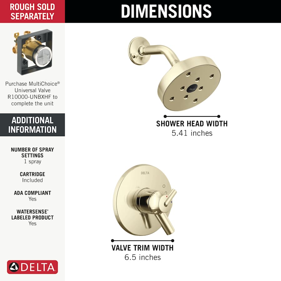 Trinsic Monitor 17 Series Dual Function Pressure Balanced Shower Only with Integrated Volume Control - Less Rough-In Valve