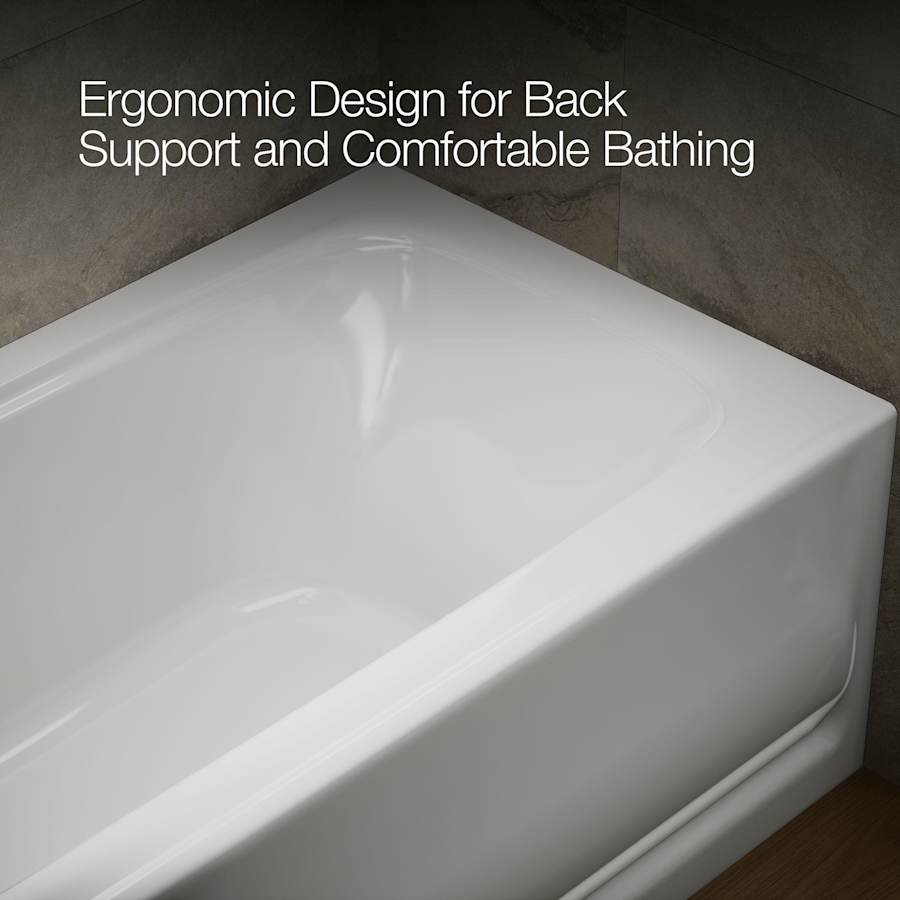 Bancroft Collection 60" Three Wall Alcove Soaking Bath Tub with Left Hand Drain