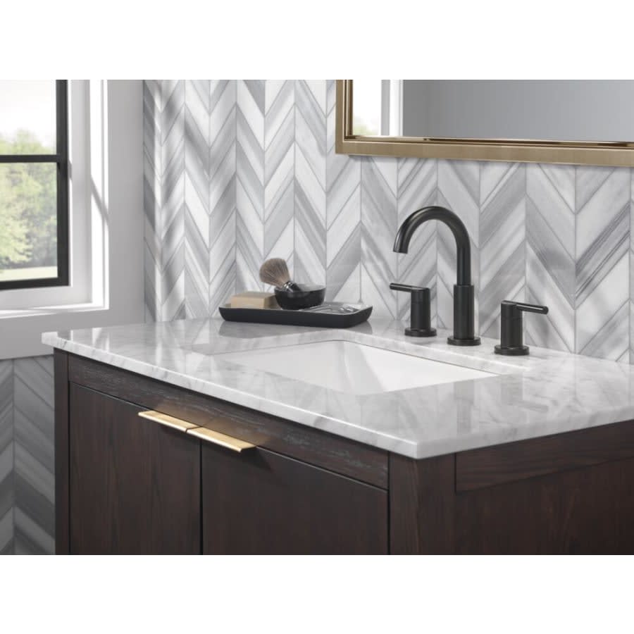 Nicoli 1.2 GPM Widespread Bathroom Faucet with Lever Handles and Push Pop-Up Drain Assembly