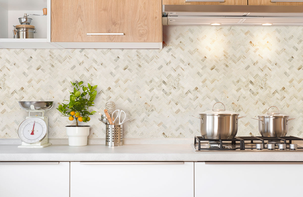 Arabescato Venato Herringbone Honed