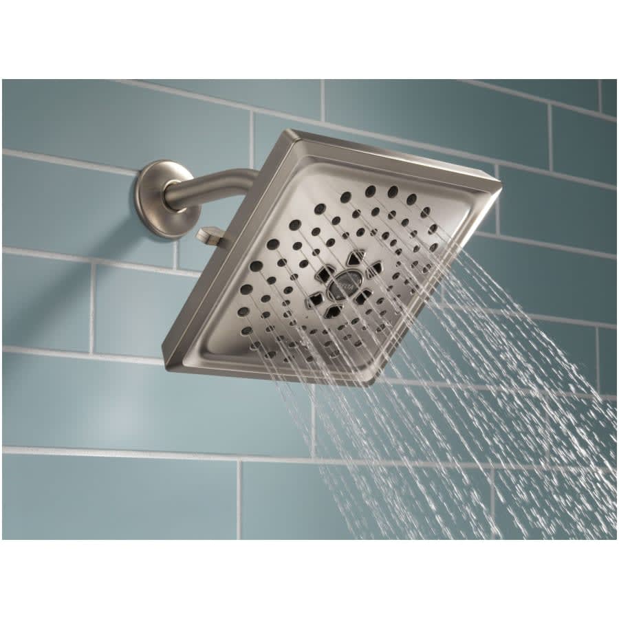 Universal Showering 7-5/8" Square 1.75 GPM Shower Head Full Spray Pattern with Touch Clean and H2Okinetic Technology