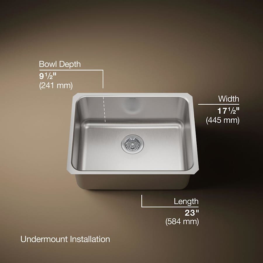 Undertone 23" Single Basin Under-Mount 18-Gauge Stainless Steel Kitchen Sink with SilentShield