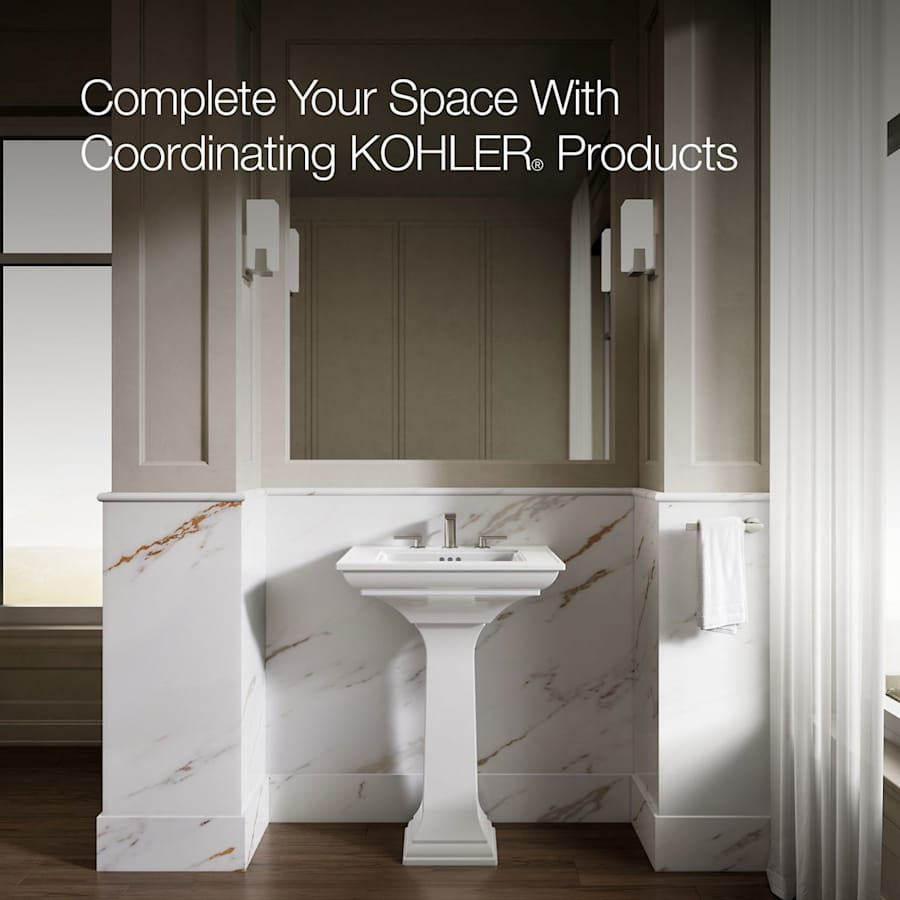 Memoirs Stately 24-1/2" Fireclay Pedestal Sink with Overflow and 3 Faucet Holes at 8" Centers