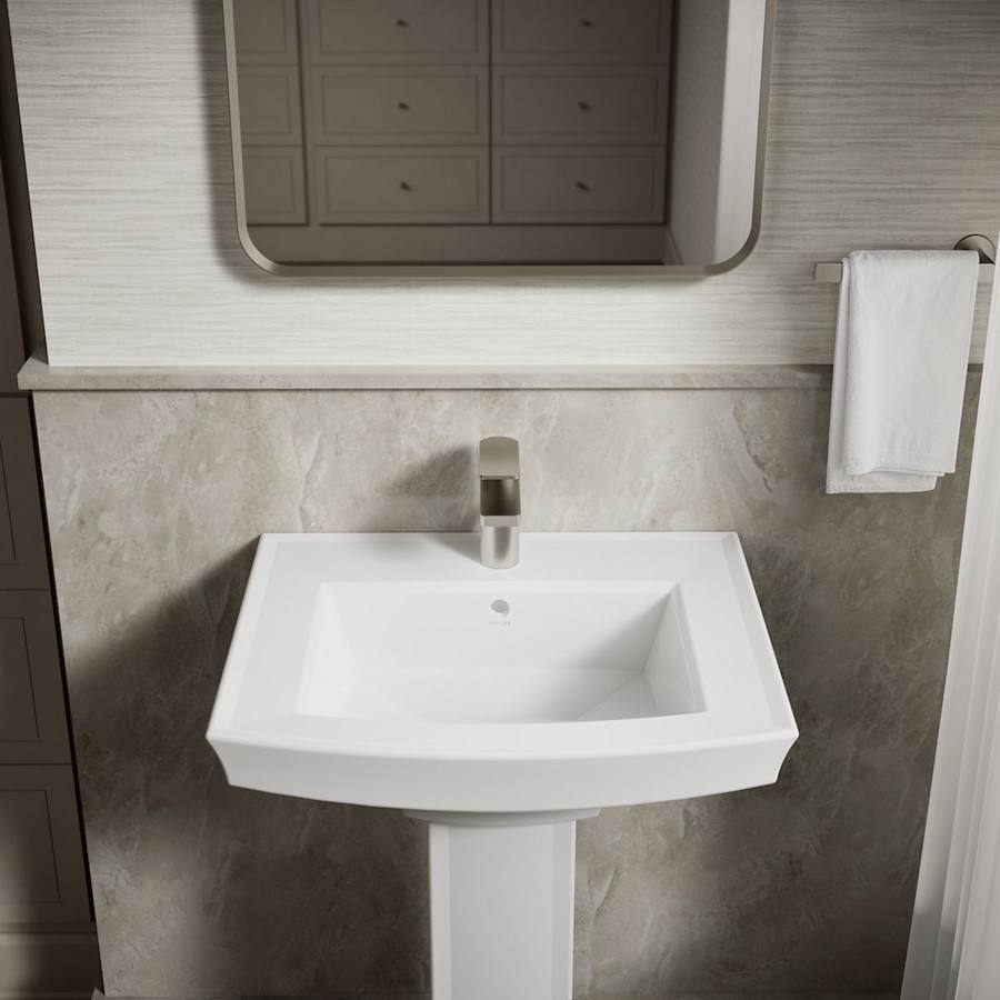 Archer 24" Pedestal Bathroom Sink with 1 Hole Drilled and Overflow