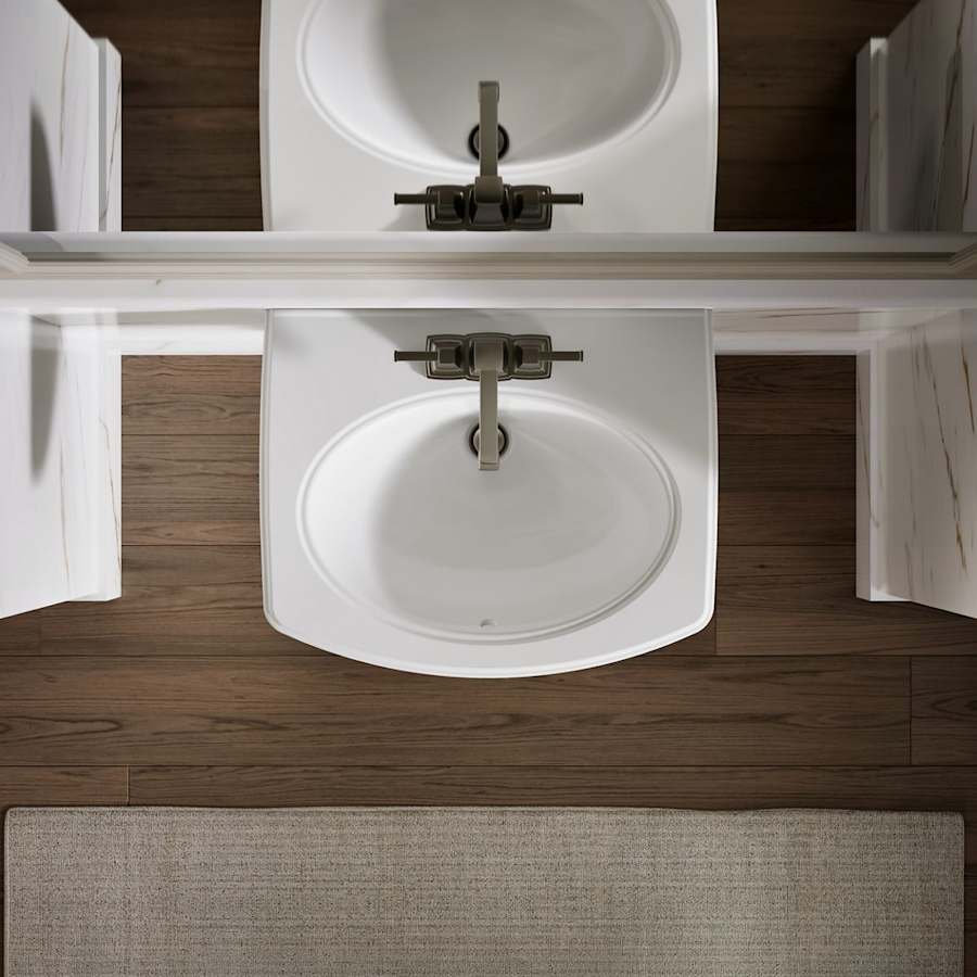 Pinoir 18" Wall Mounted Bathroom Sink with 3 Holes Drilled and Overflow