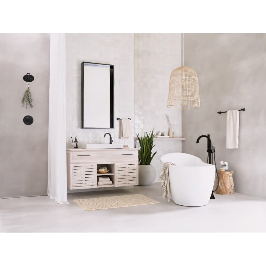 Doux Floor Mounted Tub Filler with Built-In Diverter - Includes Hand Shower