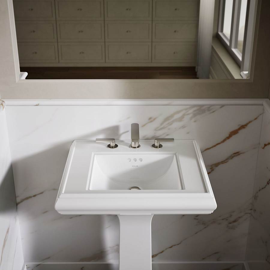 Memoirs Classic 24" Fireclay Pedestal Bathroom Sink with 3 Holes Drilled and Overflow