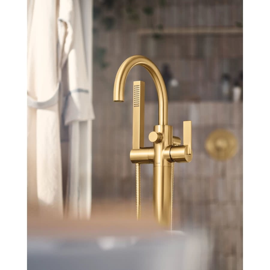 Cia Floor Mounted Tub Filler with Built-In Diverter - Includes Hand Shower