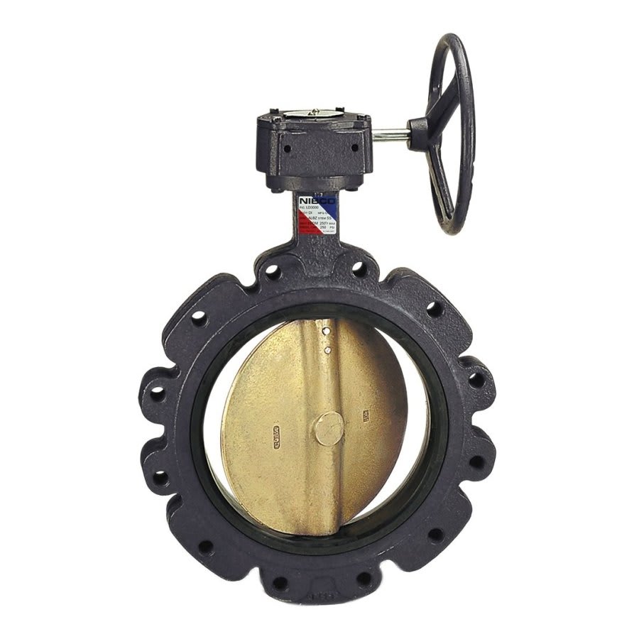 Lug Style Butterfly Valve, Gear Operator, 14 in, Flange, Ductile Iron