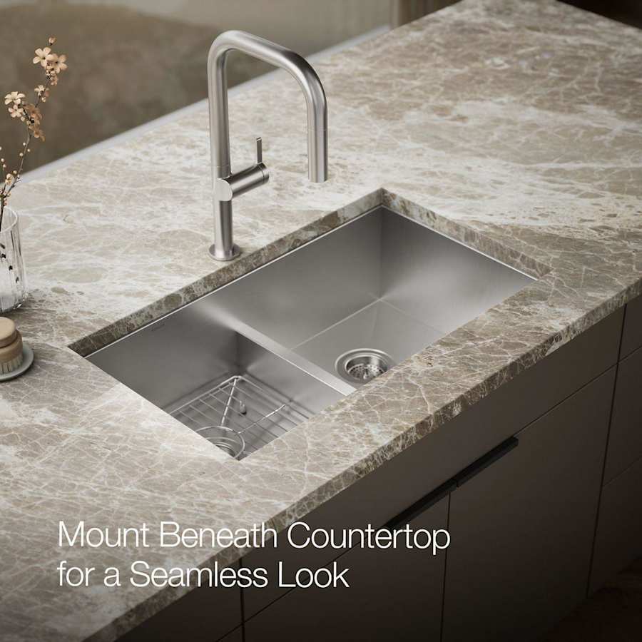Vault 33" Double Basin Top-Mount/Under-Mount 18-Gauge Stainless Steel Kitchen Sink with Smart Divide